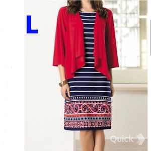 L - New Jersey Jacket w/ Stripe Border Dress